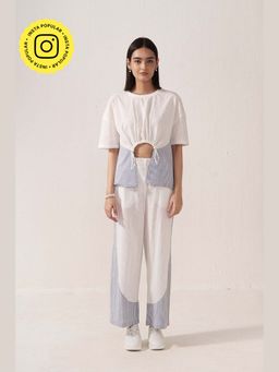 Muvazo - Crisp White Top With Pant Co-Ords