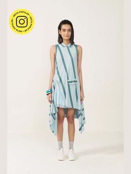 Muvazo - Everyday Luxe Drape Blue Tunic With Skirt Co-Ords