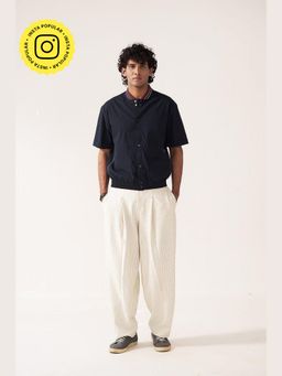 Muvazo - Metro Line Navy Blue Shirt With Pant Co-Ords