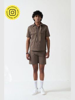 Muvazo - The Nomad Luxe Brown Shirt With Short Co-Ords