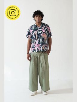 Muvazo - Men Multi-Color Cotton Floral Shirt With Pant