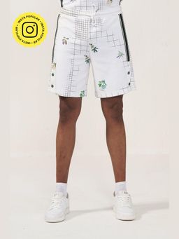 Muvazo - White Blossom Grid Shorts