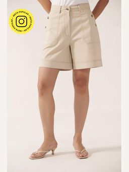Muvazo - Beige Minimal Terrain Shorts