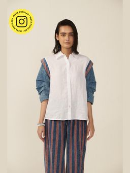 Muvazo - White Modern Striped Shirt