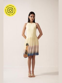 Muvazo - Sunset Riviera Yellow Knee Length Dress