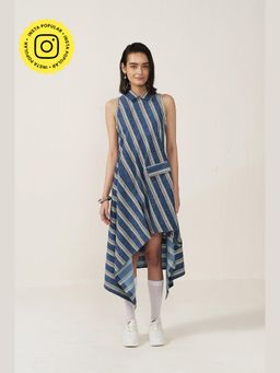 Muvazo - Everyday Luxe Stripe Blue Midi Dress