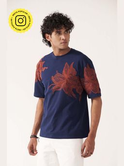 Muvazo - Floral Navy Blue Tshirt