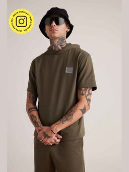 Muvazo - Essential Hooded Olive T-shirt
