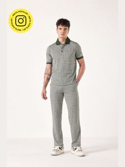 Muvazo - Jacq- Grid Knitted Polo Green T-shirt