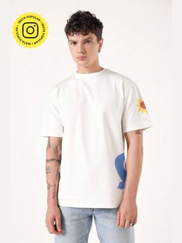 Muvazo - Lit Fit Oversized Unisex White T-shirt