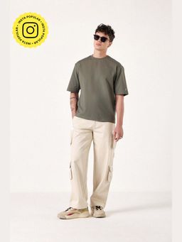 Muvazo - Palm Wave Oversized Olive T-shirt
