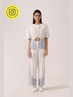 Muvazo - White Crisp Top with Pant