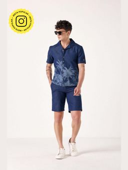 Muvazo - Navy Blue Denim Printed Co-Ord Sets