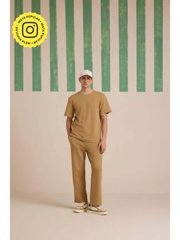Muvazo - Brown Jacquard Solid/Plain Co-Ord Sets