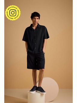 Muvazo - Black Polyester Textured Co-Ord Sets