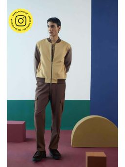 Muvazo - Beige Suede Colorblock Co-Ord Sets