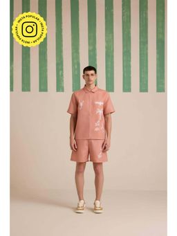 Muvazo - Peach Linen Printed Co-Ord Sets
