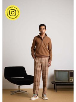 Muvazo - Brown Polyviscose Solid/Plain Co-Ord Sets