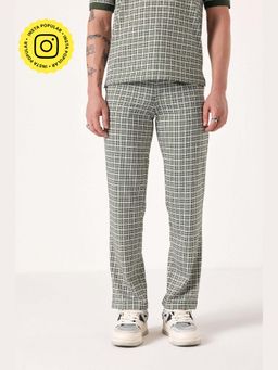 Muvazo - Green Jacq- Grid Knitted Pant