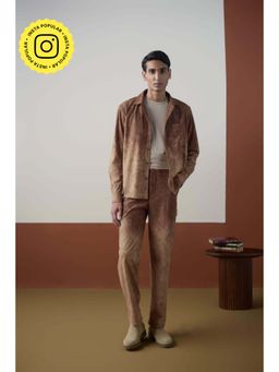 Muvazo - Brown Corduroy Solid/Plain Co-Ord Sets
