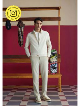 Muvazo - Off White Cotton Solid/Plain Co-Ord Sets