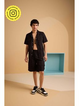 Muvazo - Black Pure Cotton Solid/Plain Co-Ord Sets