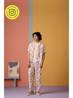 Muvazo - Brown Jacquard Floral Co-Ord Sets