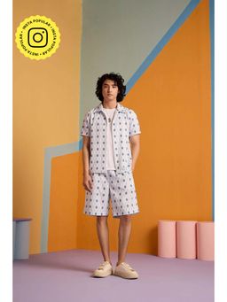 Muvazo - Blue Polyester Geometric Co-Ord Sets