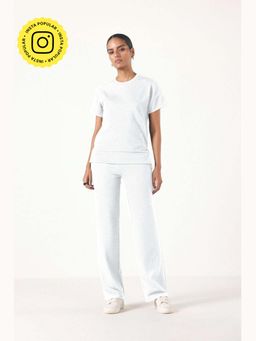 Muvazo - White Cotton Blend Solid/Plain Co-Ords Sets