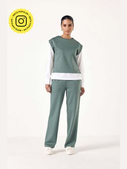 Muvazo - Green Cotton Colorblock Co-Ords Sets