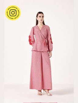 Muvazo - Red Pure Cotton Checks Co-Ords Sets