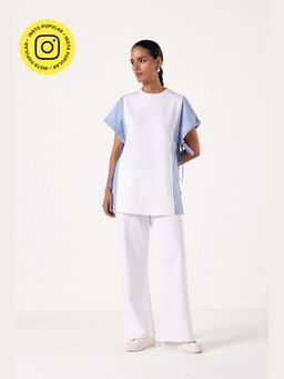 Muvazo - White Cotton Stripes Co-Ords Sets