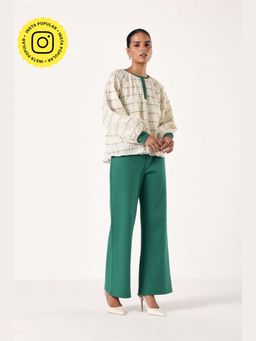 Muvazo - Green Cotton Lycra Stripes Co-Ords Sets