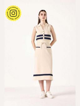 Muvazo - Cream Cotton Stripes Co-Ords Sets