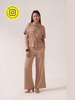 Muvazo - Peach Cotton Textured Co-Ords Sets
