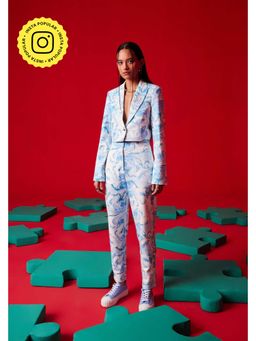 Muvazo - Blue Polyester Printed Co-Ords Sets