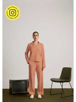 Muvazo - Brown Cotton Stripes Co-Ords Sets