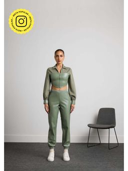Muvazo - Green Leather Colorblock Co-Ords Sets