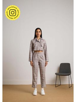 Muvazo - Grey Suede Checks Co-Ords Sets