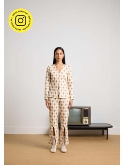 Muvazo - Brown Polyester Checks Co-Ords Sets
