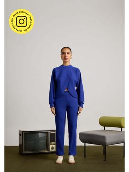 Muvazo - Blue Cotton Blend Solid/Plain Co-Ords Sets