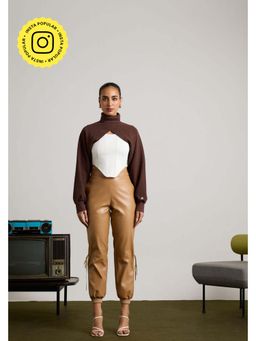 Muvazo - Brown Lycra Solid/Plain Co-Ords Sets