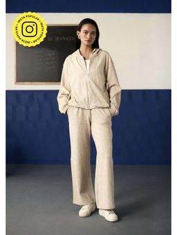 Muvazo - Cream Jacquard Textured Co-Ords Sets