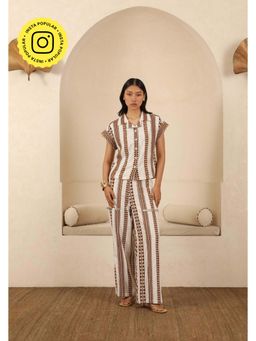 Muvazo - Brown Cotton Geometric Co-Ords Sets