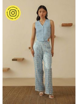 Muvazo - Blue Polyester Embellished/Sequined Co-Ords Sets