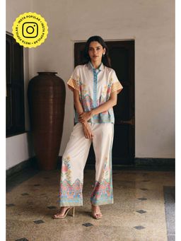 Muvazo - Multi-Colour Satin Floral Co-Ords Sets