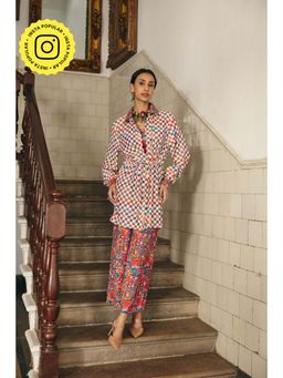 Muvazo - Multi-Colour Satin Checks Co-Ords Sets