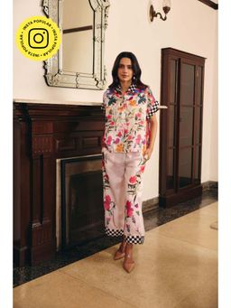 Muvazo - Multi-Colour Satin Floral Co-Ords Sets