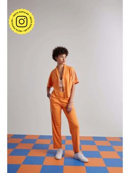 Muvazo - Orange Cotton Printed Co-Ords Sets