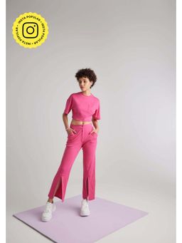 Muvazo - Pink Cotton Solid/Plain Co-Ords Sets